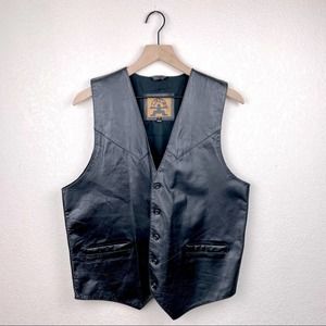 Vintage Leather Vest PHASE 2 Genuine Leather Biker Moto Neutral